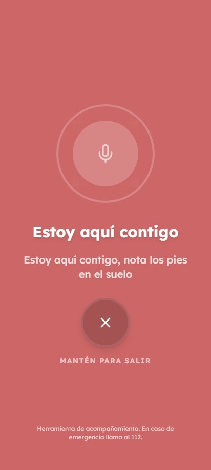 Modo Pánico: mensaje de apoyo y micrófono para hablar con Kore