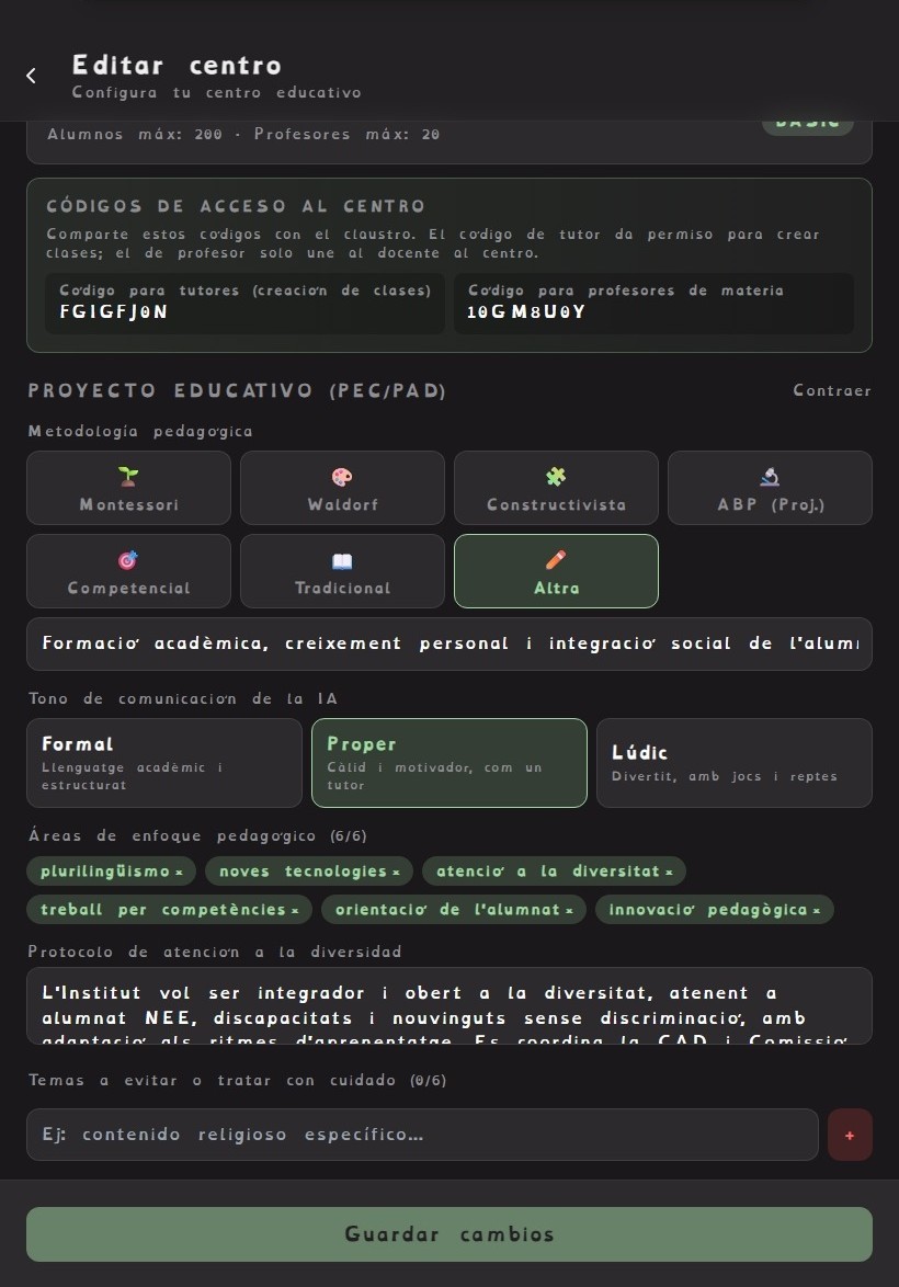 Configuración del centro: subir PEC o PAD para que GLIA lea el documento